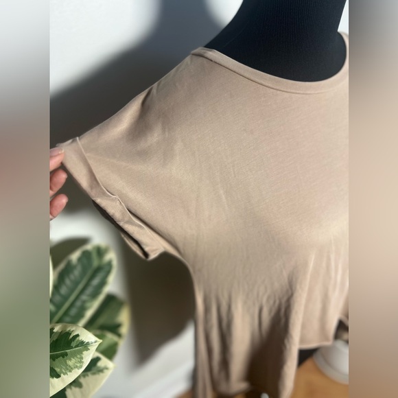 Room Service, High Low Shirt with Back Slit, Taupe, Large - Picture 5 of 5